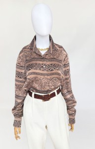 Jedwabna koszula vintage we wzory