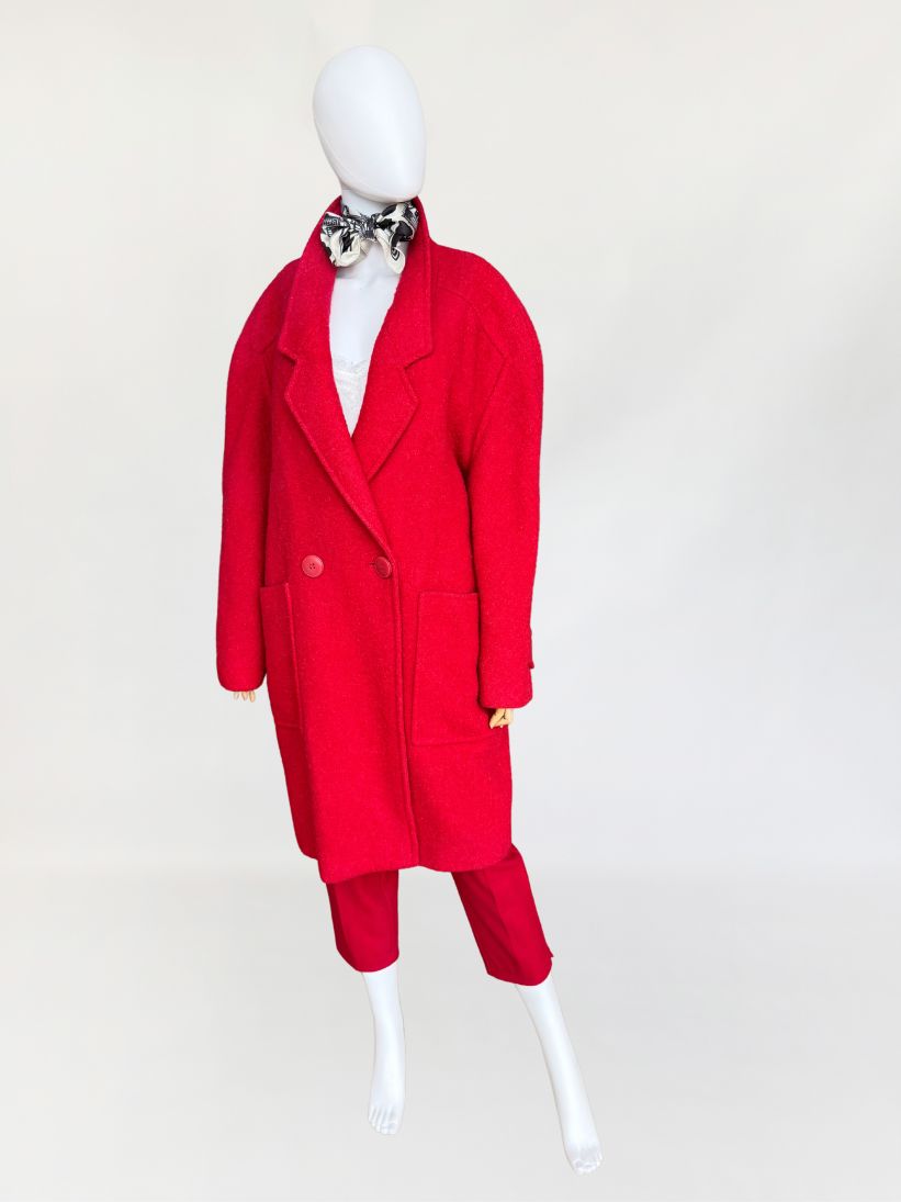 Włoski płaszcz vintage z wełny boucle