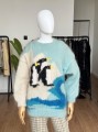Moherowy sweter vintage pingwiny