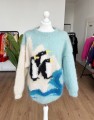 Moherowy sweter vintage pingwiny