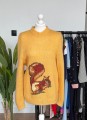 Wełniany sweter vintage z wiewiórką