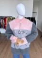 Moherowy wyszywany sweter vintage