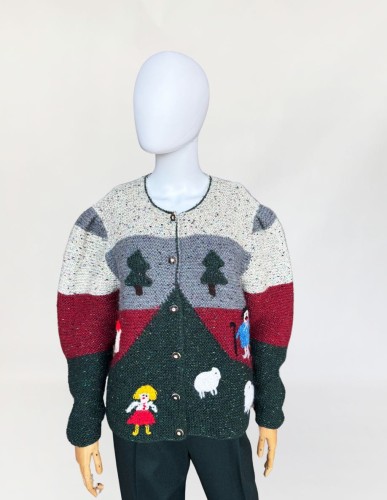 Wełniany ręcznie robiony austriacki sweter novelty