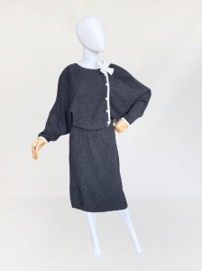 Dzianinowa sukienka vintage 1980s wełna + angora
