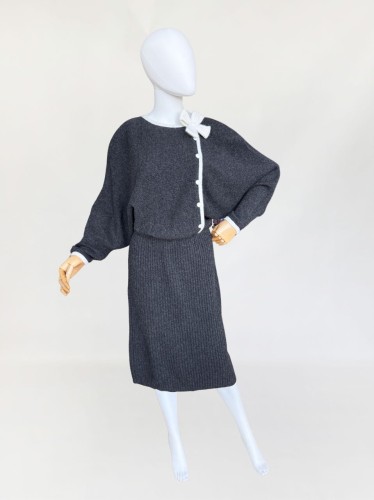 Dzianinowa sukienka vintage 1980s wełna + angora