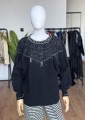 Bogato zdobiony sweter vintage wełna angora