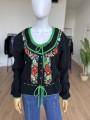 Wełniany haftowany sweter vintage 70's
