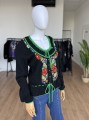 Wełniany haftowany sweter vintage 70's