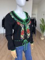 Wełniany haftowany sweter vintage 70's