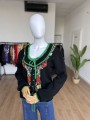 Wełniany haftowany sweter vintage 70's
