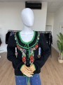 Wełniany haftowany sweter vintage 70's