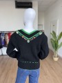 Wełniany haftowany sweter vintage 70's