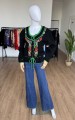 Wełniany haftowany sweter vintage 70's