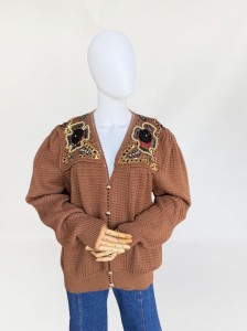 Włoski zdobiony sweter vintage 80's