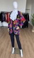 Kolorowy wełniany sweter vintage angora