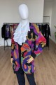Kolorowy wełniany sweter vintage angora