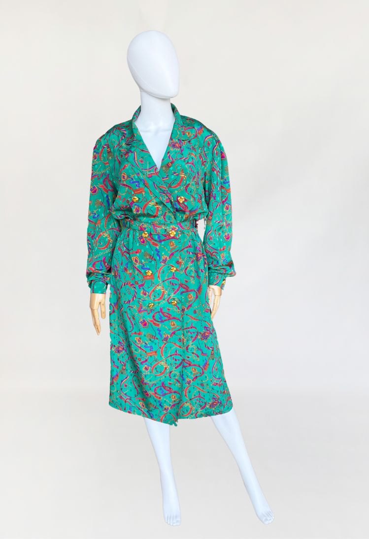 Sukienka vintage 80's barokowe wzory