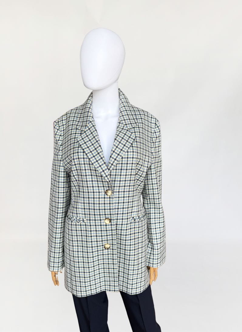 Alba Moda wełniana marynarka vintage w kratę