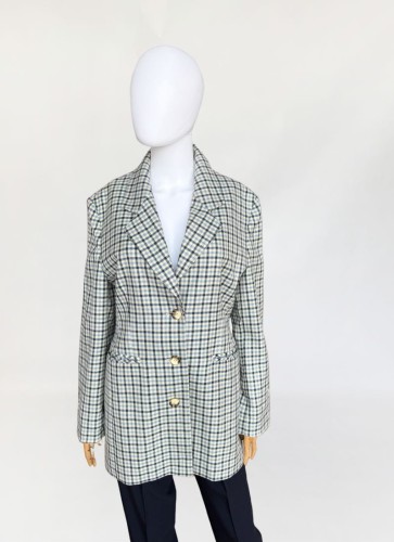 Alba Moda wełniana marynarka vintage w kratę