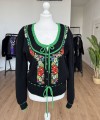 Wełniany haftowany sweter vintage 70's