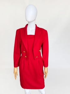 Wełniana sukienka vintage 80's 2in1