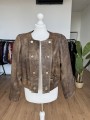 Skórzana postarzana kurtka vintage 80s power shoulders