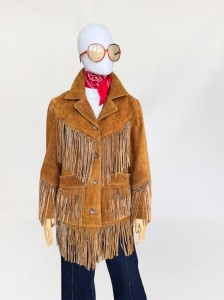 Zamszowa kurtka vintage z frędzlami