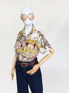 Włoska koszula vintage w jeździeckie wzory