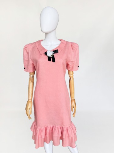 Elle Erre lniano-bawełniana sukienka vintage 1980s