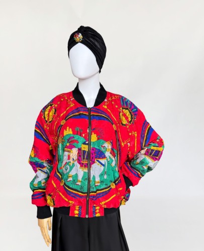 Jedwabna bomberka vintage eklektyczne wzory