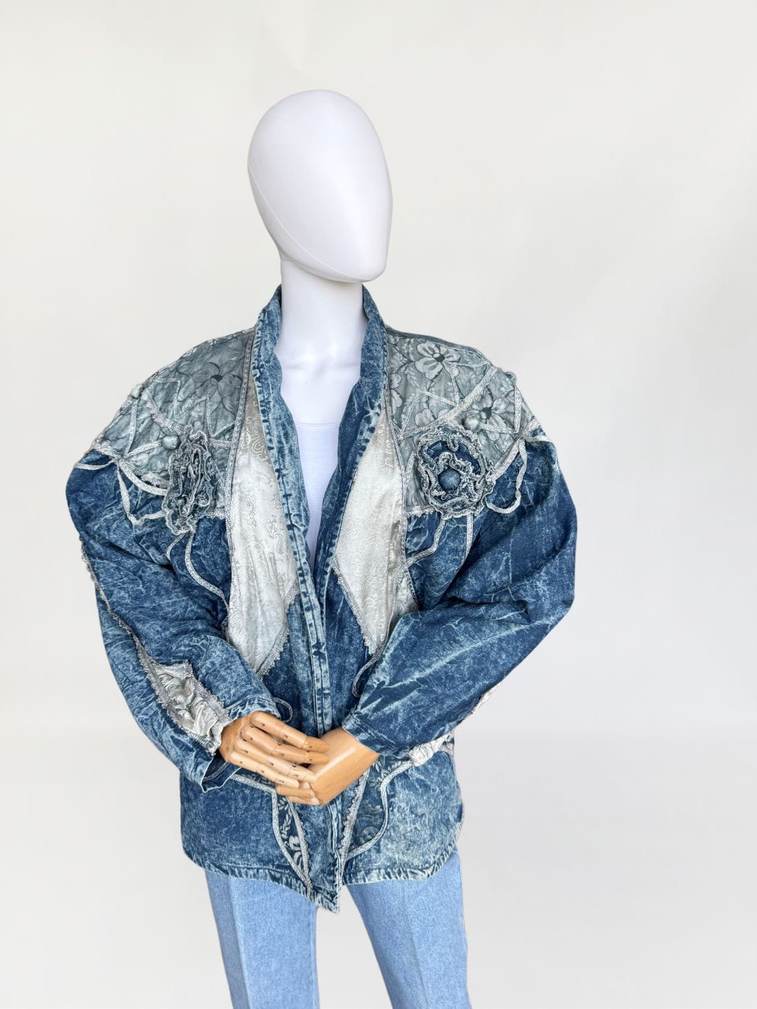 Patchworkowa kurtka vintage oversize 80's