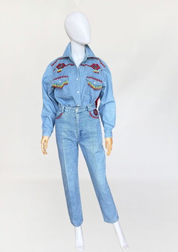 Lew Magram jeansowy set vintage etno (1)