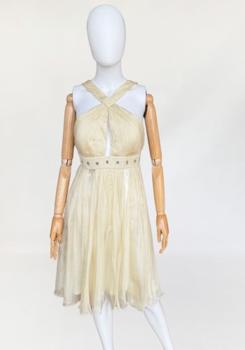 Guy Laroche jedwabna plisowana sukienka koktajlowa