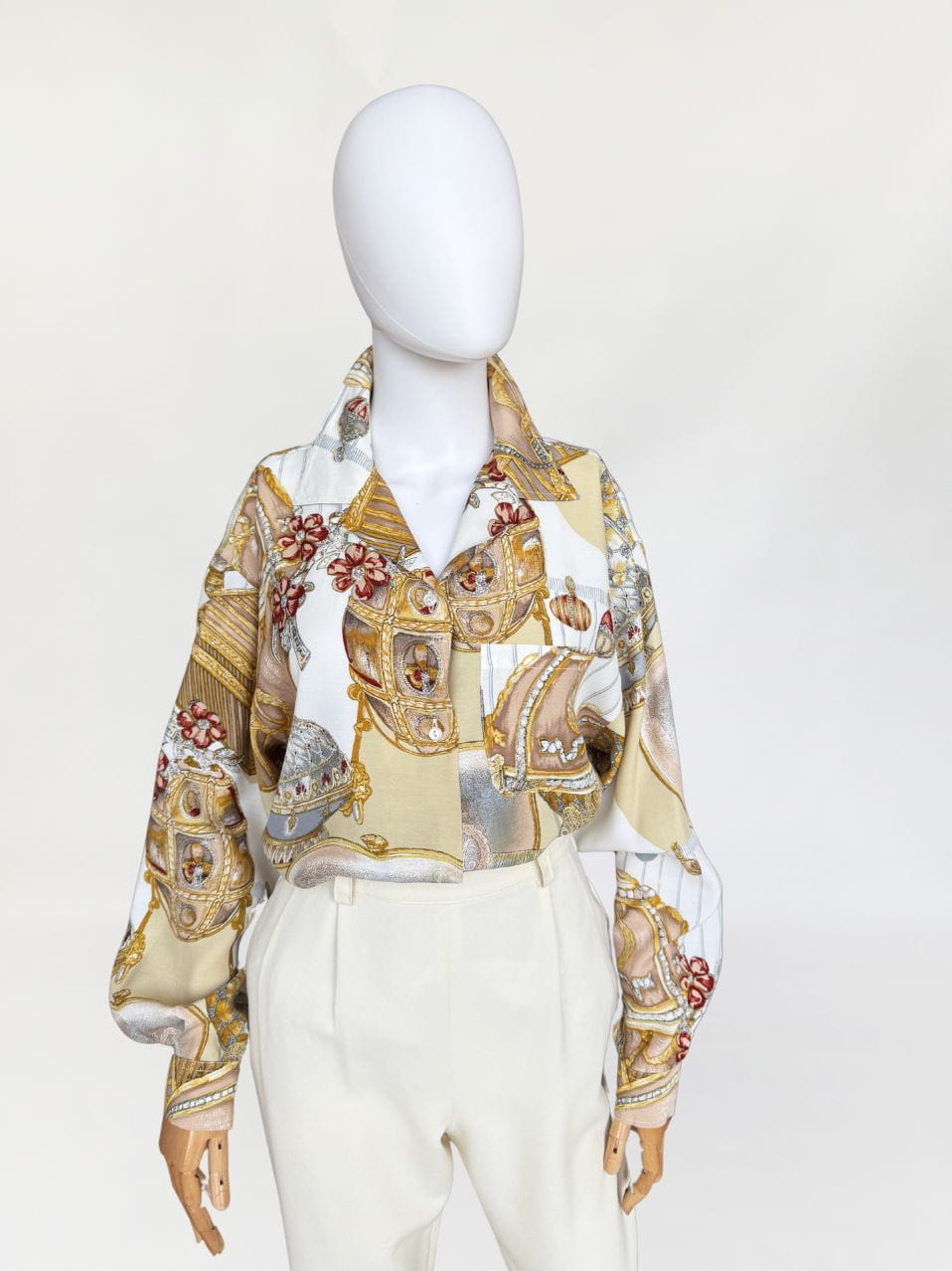 Benetton koszula w barokowe wzory vintage 1980s