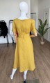 Musztardowa lniana sukienka