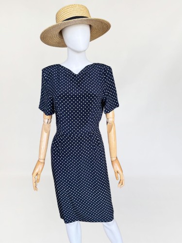 Jedwabna sukienka w groszki vintage