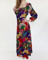 Sukienka maxi psychodeliczne wzory vintage 1970s