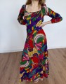 Sukienka maxi psychodeliczne wzory vintage 1970s