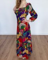 Sukienka maxi psychodeliczne wzory vintage 1970s