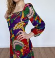 Sukienka maxi psychodeliczne wzory vintage 1970s