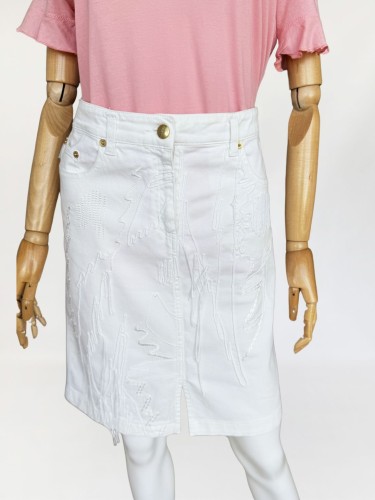 Iceberg jeansowa spódnica z wyszywanymi aplikacjami