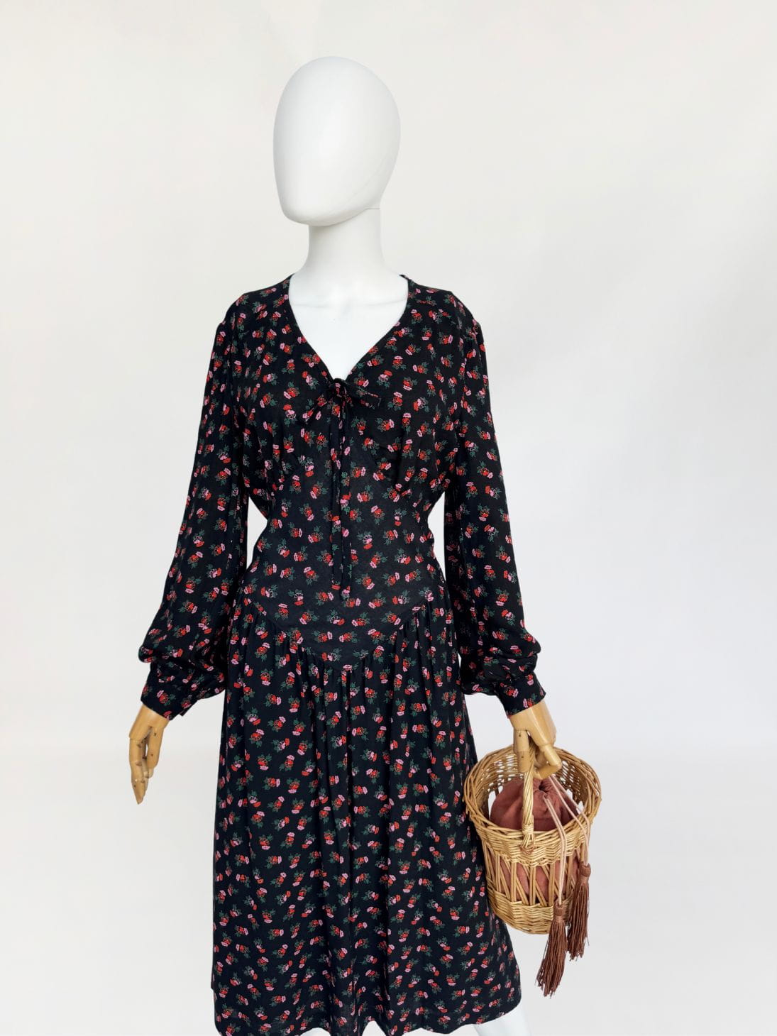 Długa wełniana sukienka vintage 1970s