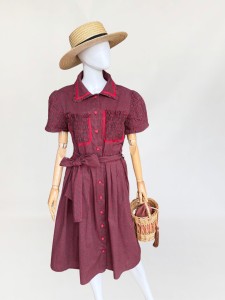 Włoska sukienka w kratę praire 1980s