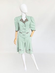 Jeansowy miętowy set vintage 1990s