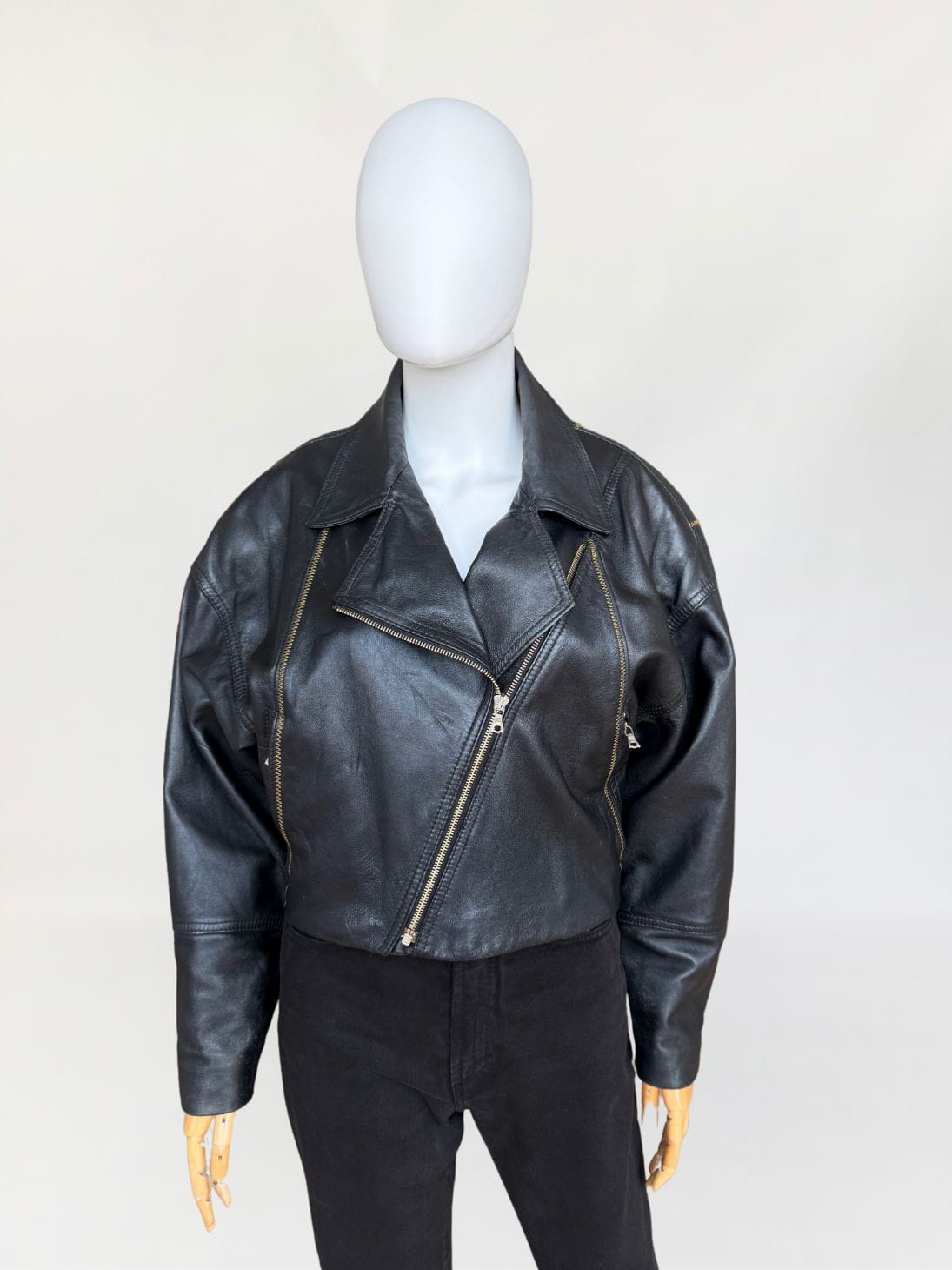 Krótka skórzana kurtka vintage 1980s