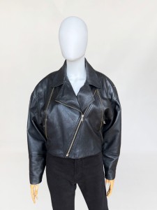 Krótka skórzana kurtka vintage 1980s