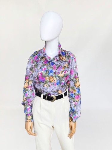 Jedwabna koszula w kwiatowe wzory