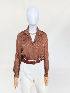Jedwabna karmelowa koszula vintage