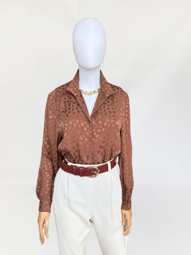 Jedwabna karmelowa koszula vintage