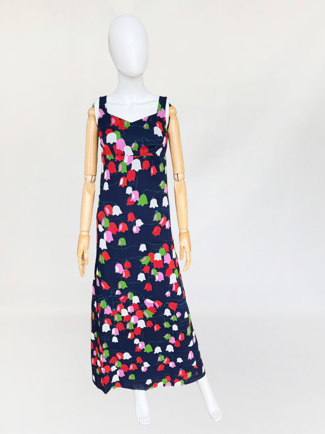 Wzorzysta maxi sukienka vintage 1970s